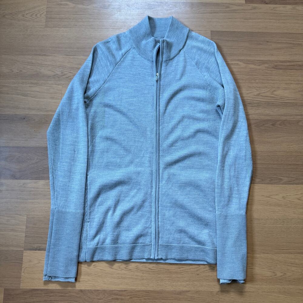 Women's Lululemon Athletica Gray Silver Time To Thrive Zip Up Sweater Jacket L